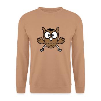 Owl Eagle Owl Jumps Funny, Jumping Jack Flies Flutters - Unisex Sweatshirt - mocha - Front - Alina (178cm) & Michal (187cm)