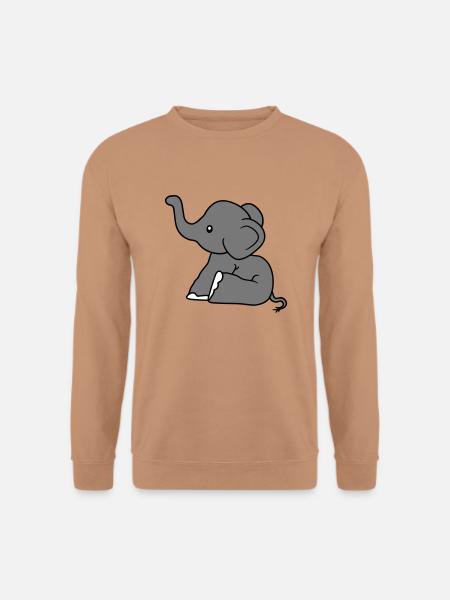 elefant sitzend suess kalb klein kind baby clipart - Unisex Pullover - Mocca