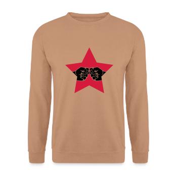 stern_faust_2 - Unisex Pullover - Mocca - Vorne - Alina (178cm) & Michal (187cm)