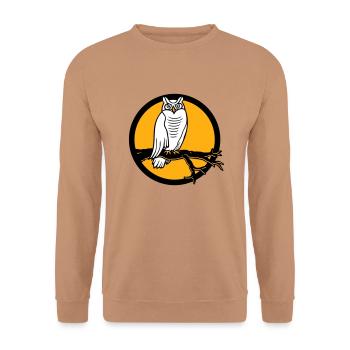 Owl Eagle Owl Branch Tree Forest Moon Night Full Moon Round - Unisex Sweatshirt - mocha - Front - Alina (178cm) & Michal (187cm)