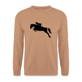 horse204 - Unisex Pullover - Mocca - Vorne - Alina (178cm) & Michal (187cm)