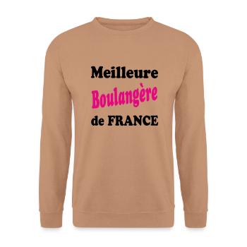 Meilleure boulangère de france - Sweat-shirt Unisexe - moka - Devant - Alina (178cm) & Michal (187cm)