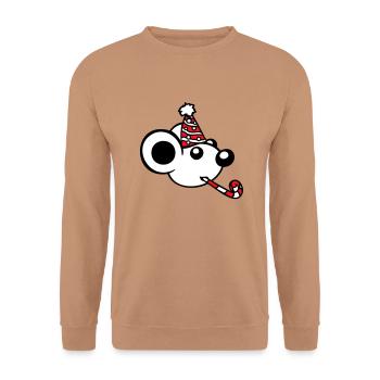 Maus Geburtstagsfeier Geburtstag Feiern Party Hut - Unisex Pullover - Mocca - Vorne - Alina (178cm) & Michal (187cm)