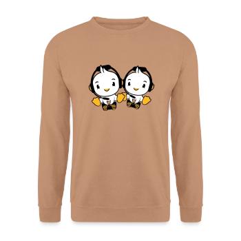2 Ducks Gamer Gaming Controller Headset Console - Unisex Sweatshirt - mocha - Front - Alina (178cm) & Michal (187cm)