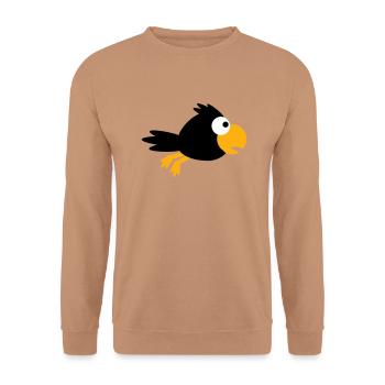 Raven Bird Flying Fast Cool Funny Cartoon Humor - Unisex Sweatshirt - mocha - Front - Alina (178cm) & Michal (187cm)