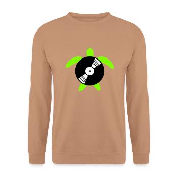 Water Turtle Vinyl Record Music DJ Club - Unisex Sweatshirt - mocha - Front - Alina (178cm) & Michal (187cm)