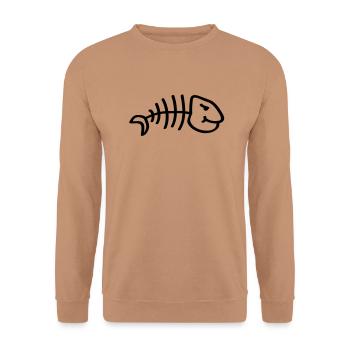 fish_comic_tk1 - Unisex Pullover - Mocca - Vorne - Alina (178cm) & Michal (187cm)