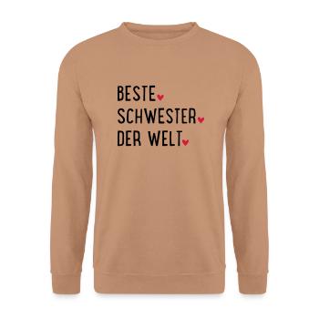 Schwester - Unisex Pullover - Mocca - Vorne - Alina (178cm) & Michal (187cm)
