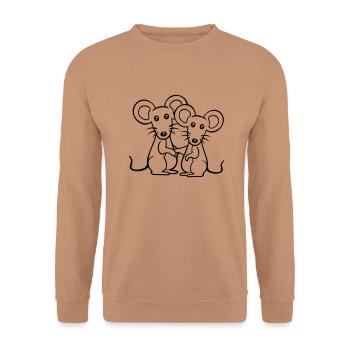 2 Mäuse Paar Zwei Verliebt Valentinstag Frau Mann - Unisex Pullover - Mocca - Vorne - Alina (178cm) & Michal (187cm)