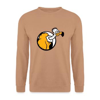 Geier Aasfresser Vogel lustig Geiern Aasgeier Spaß - Unisex Pullover - Mocca - Vorne - Alina (178cm) & Michal (187cm)