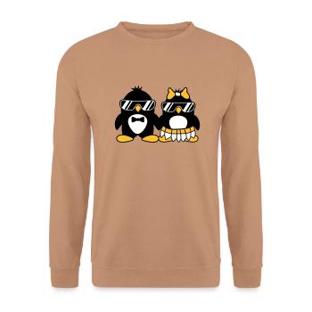 pingouin couple amour paerchen amoureux lunettes de soleil - Sweat-shirt Unisexe - moka - Devant - Alina (178cm) & Michal (187cm)