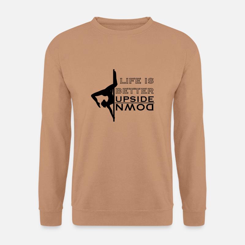 Pole Dance Life is better upside down Butterfly - Unisex Pullover - Mocca
