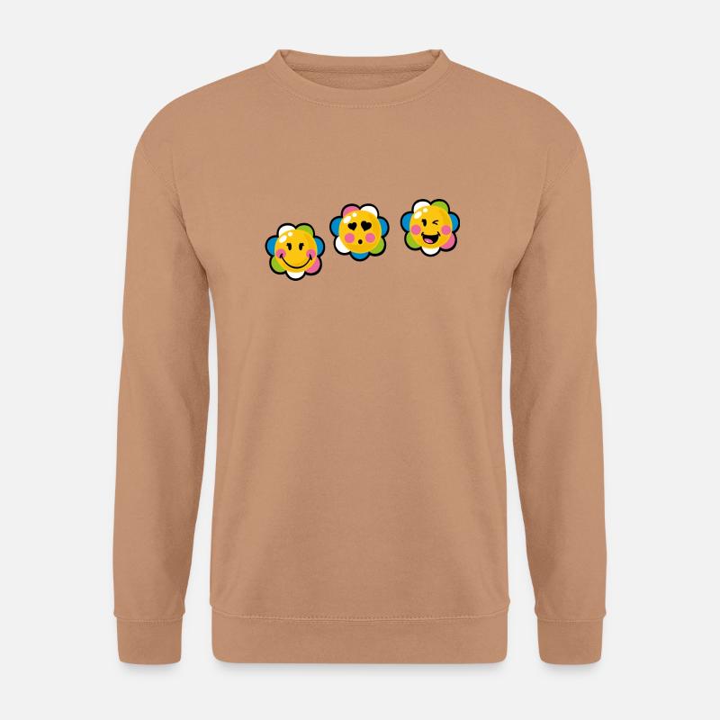 Smiley Kawaii Flower - Unisex Pullover - Mocca