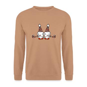 2 canards anniversaire fête chapeau deux bouffées an - Sweat-shirt Unisexe - moka - Devant - Alina (178cm) & Michal (187cm)