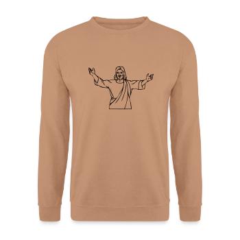 Jésus - Sweat-shirt Unisexe - moka - Devant - Alina (178cm) & Michal (187cm)
