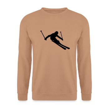 ski_fahrer__f1 - Unisex Pullover - Mocca - Vorne - Alina (178cm) & Michal (187cm)