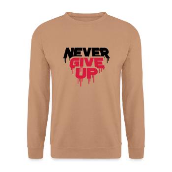 red graffiti drops spray persevere cool never - Unisex Sweatshirt - mocha - Front - Alina (178cm) & Michal (187cm)