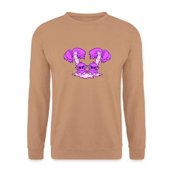 2 Enten Klein Süß Vögel Sonnenbrille Lustig Palmen - Unisex Pullover - Mocca - Vorne - Alina (178cm) & Michal (187cm)