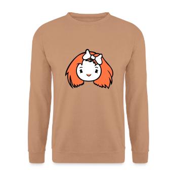 Bird Lady Woman Female Pretty Face Bow - Unisex Sweatshirt - mocha - Front - Alina (178cm) & Michal (187cm)