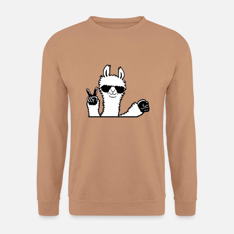 Lama Sonnenbrille Peace Fist Pump Team Begrüßung - Unisex Pullover - Mocca