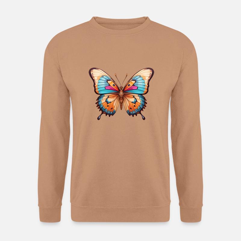 Bunte Schmetterlingszeichnung - Unisex Pullover - Mocca