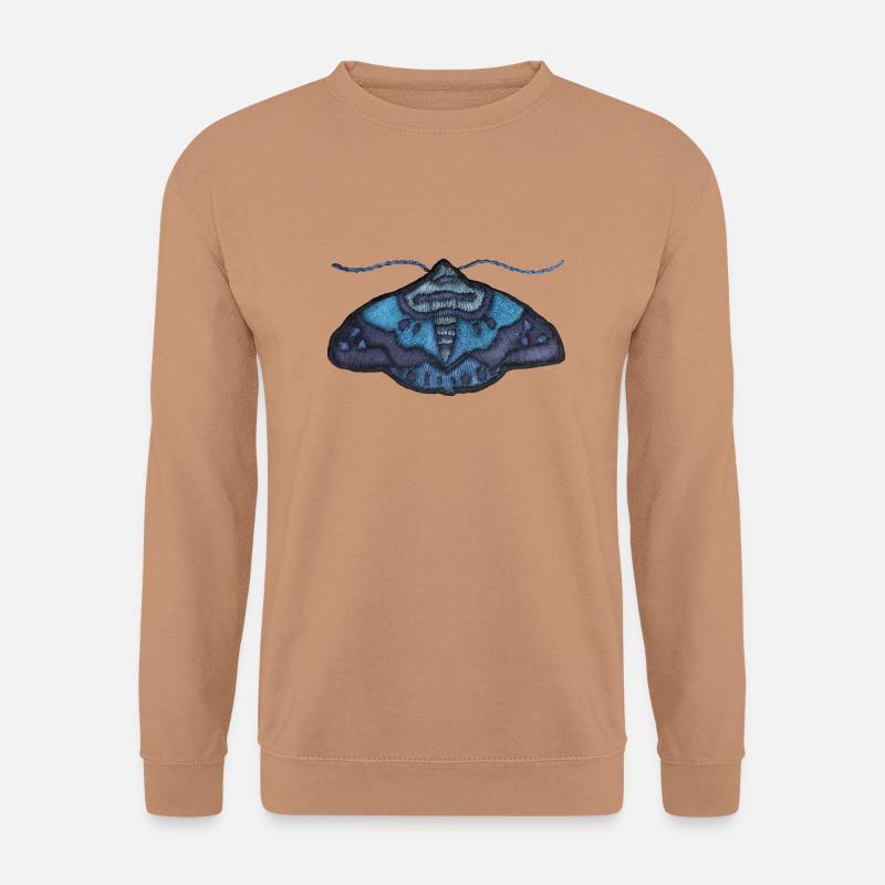 Blue moth – unique embroidered pattern - Unisex Sweatshirt - mocha
