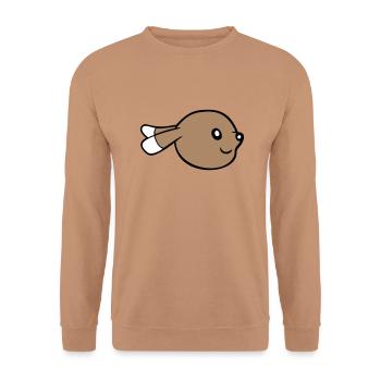 Bunny face peeking sideways profile side view - Unisex Sweatshirt - mocha - Front - Alina (178cm) & Michal (187cm)