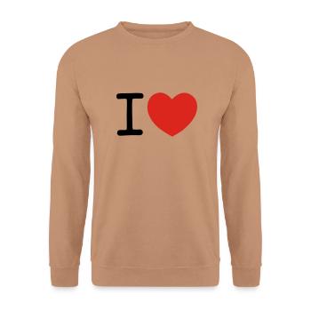 I heart ... - Unisex Pullover - Mocca - Vorne - Alina (178cm) & Michal (187cm)