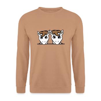 2 Pferde Paar Süß Pony Zwei Freunde Pärchen Team - Unisex Pullover - Mocca - Vorne - Alina (178cm) & Michal (187cm)
