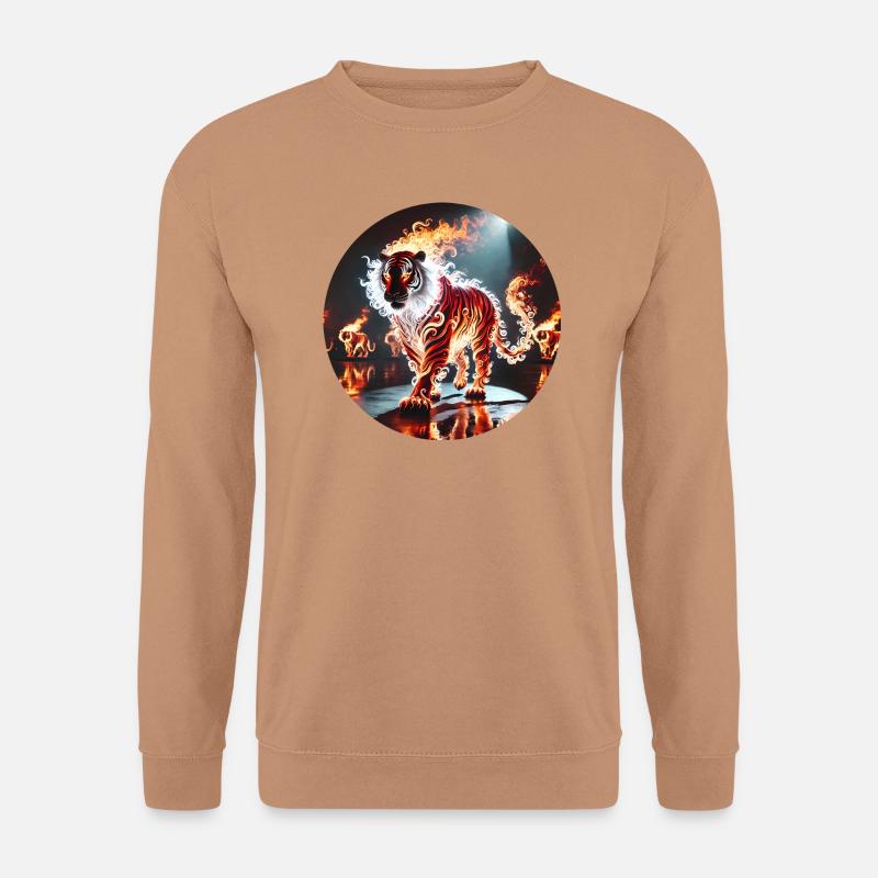 Feuertiger im Flammenwald - Unisex Pullover - Mocca