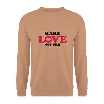 Spruch Not War - Unisex Pullover - Mocca - Vorne - Alina (178cm) & Michal (187cm)