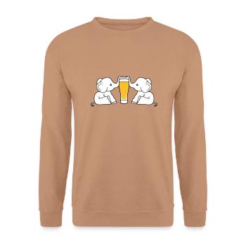 paar team 2 freunde crew alkohol elefant bier saug - Unisex Pullover - Mocca - Vorne - Alina (178cm) & Michal (187cm)