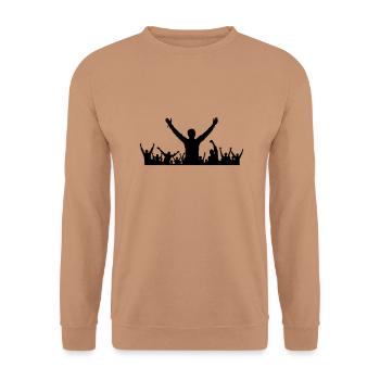 Menschen - Gruppe Fans - Unisex Pullover - Mocca - Vorne - Alina (178cm) & Michal (187cm)