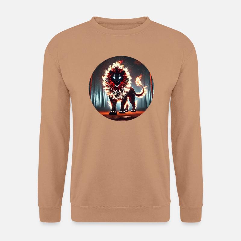 Feuerlöwe im Flammenwald - Unisex Pullover - Mocca