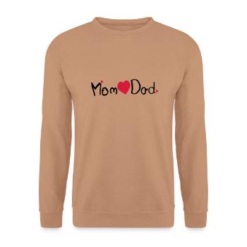 Maman coeur papa txt et coeurs rouges - Sweat-shirt Unisexe - moka - Devant - Alina (178cm) & Michal (187cm)