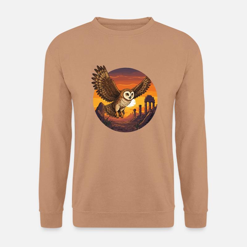 Eule bei Sonnenuntergang - Unisex Pullover - Mocca