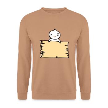 oiseau assis sur panneau en bois texte panneau cadre mignon - Sweat-shirt Unisexe - moka - Devant - Alina (178cm) & Michal (187cm)
