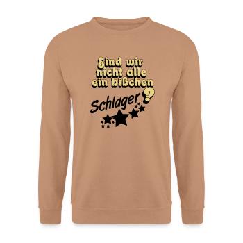 Schlager Party , Schlager Musik , Schlager Spaß - Unisex Pullover - Mocca - Vorne - Alina (178cm) & Michal (187cm)