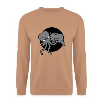 Octopus Whale 2 Fighting Deep Sea Monster Sea Monster - Unisex Sweatshirt - mocha - Front - Alina (178cm) & Michal (187cm)