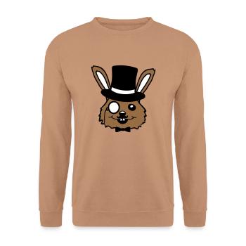 Sir Bunny Monocle Glasses Beard Top Hat Mr. Mr. - Unisex Sweatshirt - mocha - Front - Alina (178cm) & Michal (187cm)