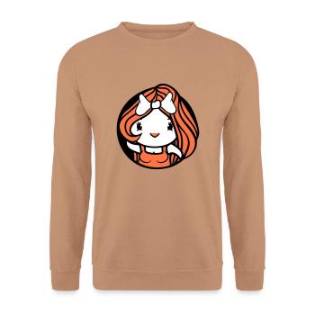 Vogel Dame Frau weiblich hübsches Kleid Schleife - Unisex Pullover - Mocca - Vorne - Alina (178cm) & Michal (187cm)