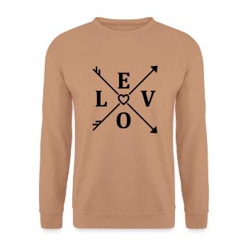 love_1f1 - Unisex Pullover - Mocca - Vorne - Alina (178cm) & Michal (187cm)