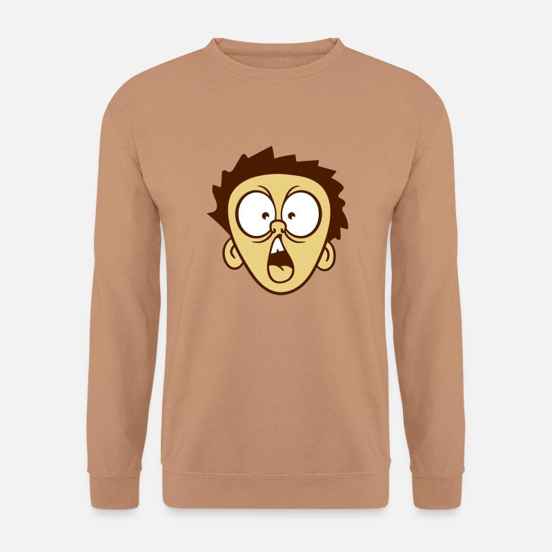 kopf erschrocken aengstlich schock schreien junge - Unisex Pullover - Mocca