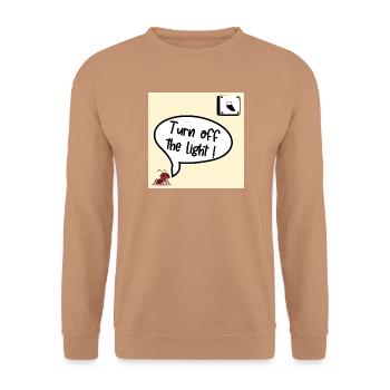 Mach das Licht aus - Unisex Pullover - Mocca - Vorne - Alina (178cm) & Michal (187cm)