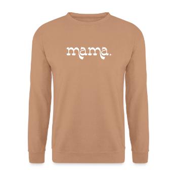Mama Schriftzug Lettering Mutter Geschenkidee - Unisex Pullover - Mocca - Vorne - Alina (178cm) & Michal (187cm)