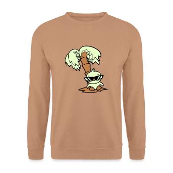 Ente Klein Süß Vogel Sonnenbrille Lustig Palme - Unisex Pullover - Mocca - Vorne - Alina (178cm) & Michal (187cm)