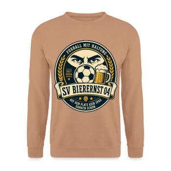 SV Bierernst 04 - Unisex Pullover - Mocca - Vorne - Alina (178cm) & Michal (187cm)