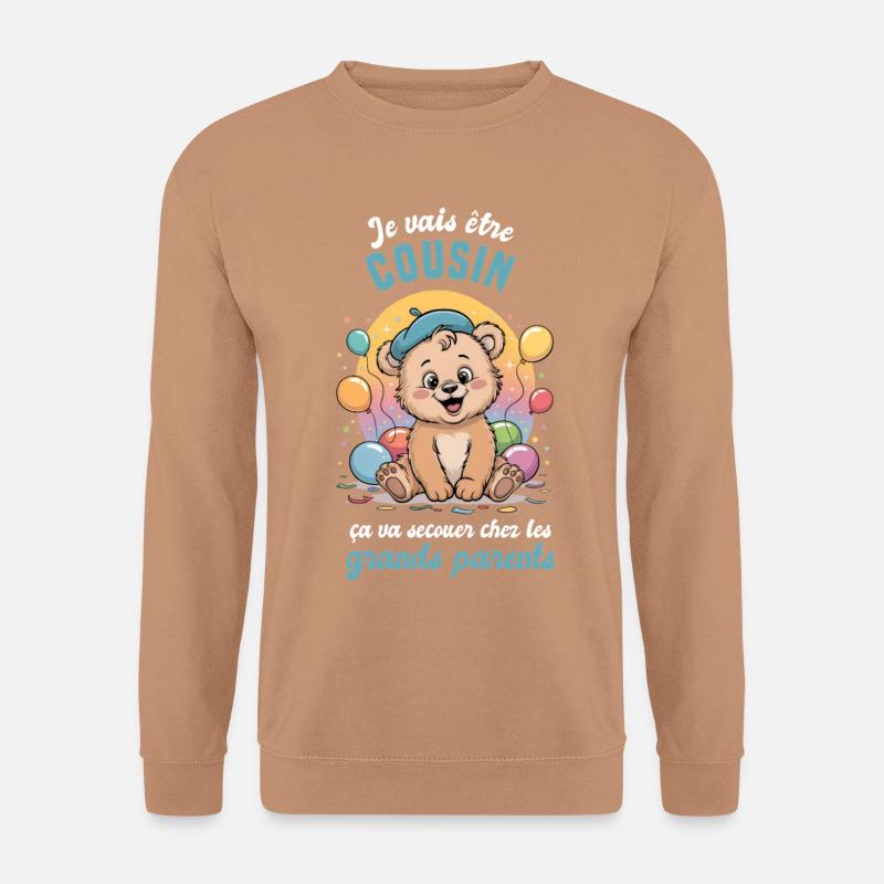 Schwangerschaftsankündigung Geschenk Cousin-Junge Onkel - Unisex Pullover - Mocca