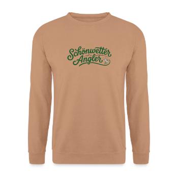 Schönwetter Angler - Unisex Pullover - Mocca - Vorne - Alina (178cm) & Michal (187cm)