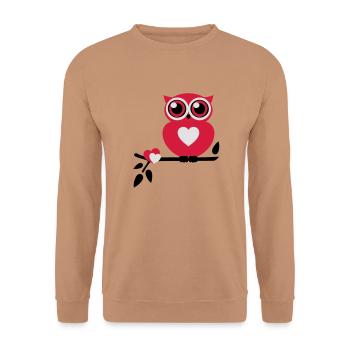 Owl Love - Unisex Sweatshirt - mocha - Front - Alina (178cm) & Michal (187cm)